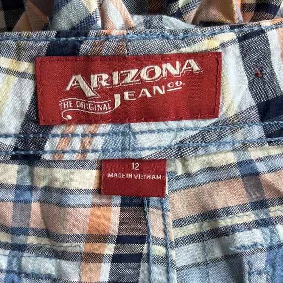 Arizona Jean Co Boy's 12 Reg Plaid Adjustable Waist Shorts - Picture 5 of 8